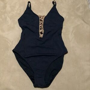 Bleu Rod Beattie Swim Suit One Piece Women’s 6 Black Gold Plunge Twist Sexy
